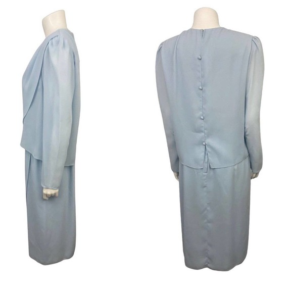 1980s Ice Blue Miss Elliette Dress Mother of Bride Dress / Women’s Medium * - Picture 4 of 4